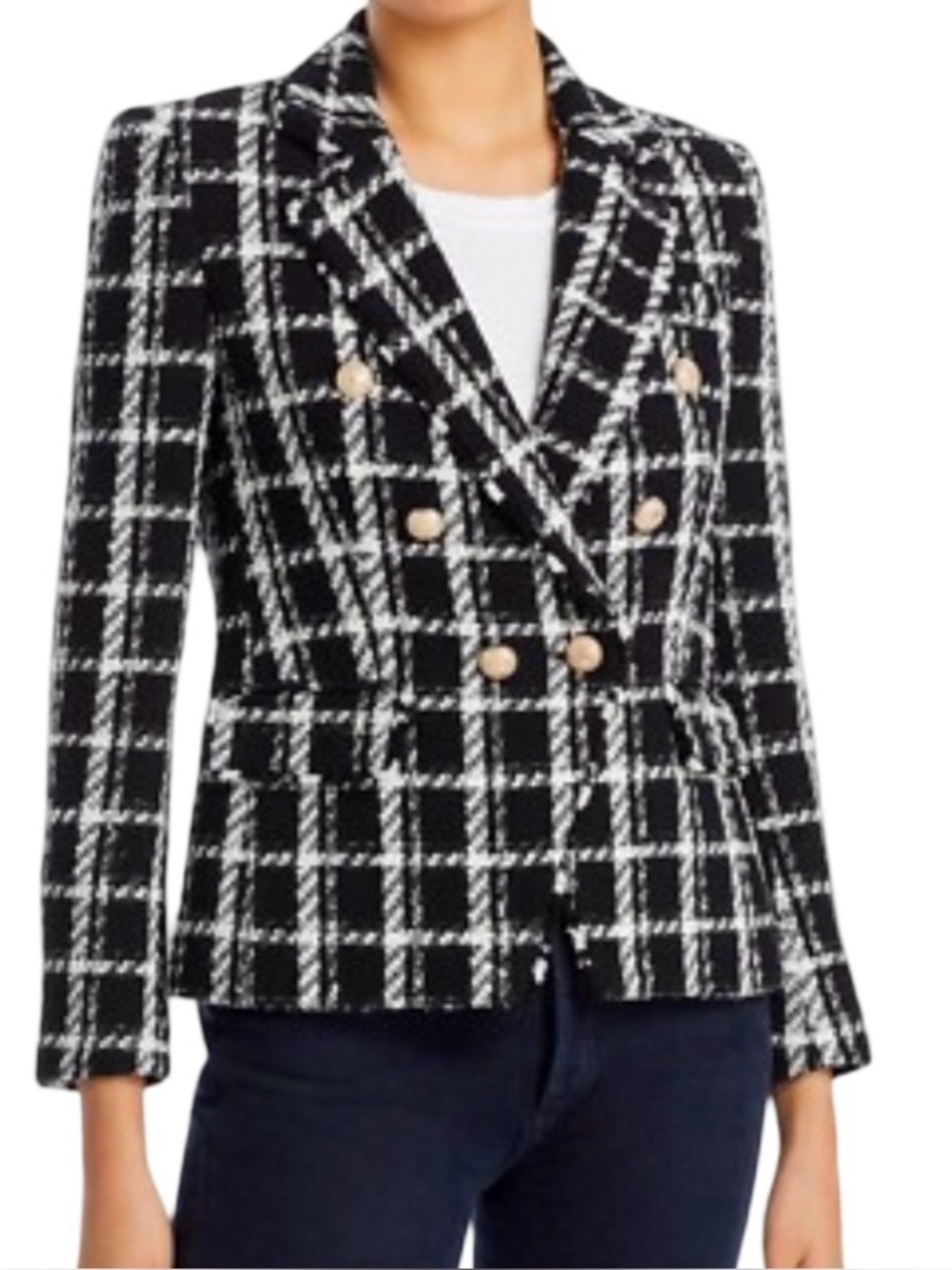 Generation Love Eliza Black White Tweed Timeless Blazer Medium